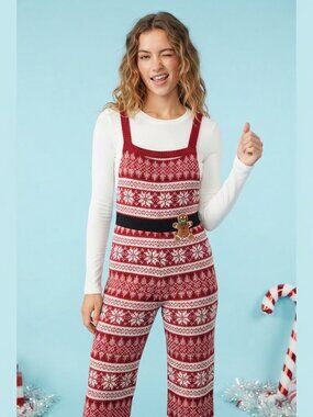 Born Famous Women's Ugly Christmas Fair Isle Knit Jumpsuit. XL.